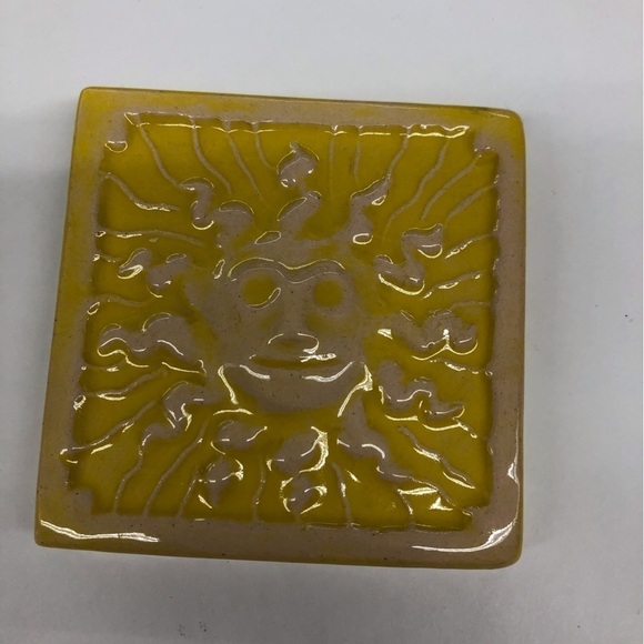 Handmade Ceramic Tile: Yellow Sun - Picture 1 of 2